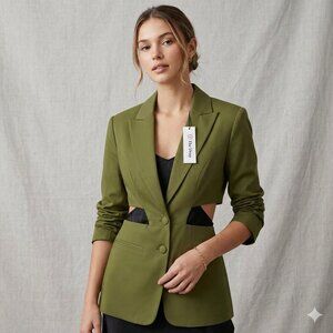 The Drop Amazon Olive Green Cutout Waist Blazer Jacket - XXS - NWT